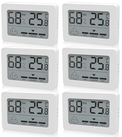 Digitale Thermometer en Hygrometer Set - 6 Mini Vochtigheidsmeters met Smiley Indicator voor Binnenruimtes