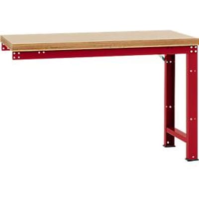 Manuflex aanbouw-werkbank Profi standaard, tafelblad multiplex, 1500 x 700 mm, robijnrood