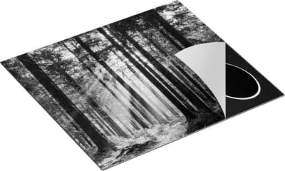 Chefcare Inductie Beschermer Bos met Zon tussen de Bomen - Zwart Wit - 60x50 cm - Afdekplaat Inductie - Kookplaat Beschermer - Inductie Mat