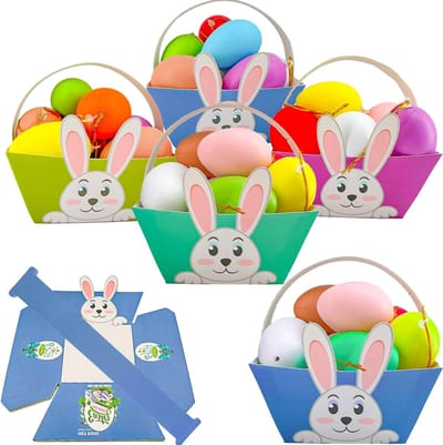 Easter Baskets voor Kinderen, 12 Stuks voor Creatieve Knutselprojecten, Papieren Mandjes met Handvat, Perfect voor Pasen en Eieren Vullen