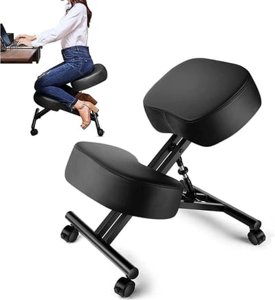 REN® Kniestoel - douchekruk - ergonomische bureaustoel - Zwart - 57cm x 46cm x 71cm