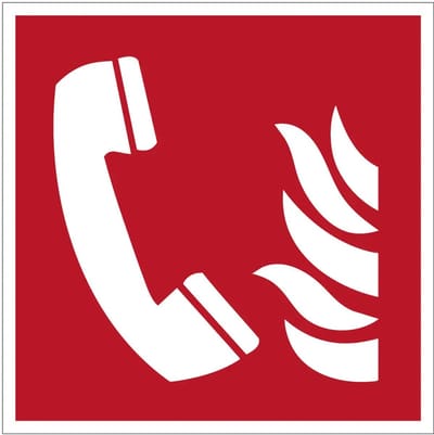Alarmtelefoon brand bord – F006 | gecoat dibond materiaal | 10 x 10 cm
