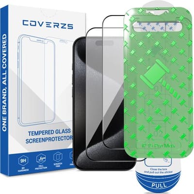 Coverzs glazen screenprotector geschikt voor Apple iPhone 15 Pro Max screenprotector - Geleverd met montage frame - 2-pack verpakking - screen protector gemaakt van gehard glas