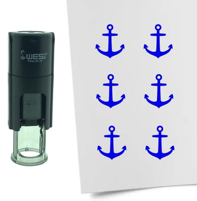 CombiCraft Stempel Anker 10mm rond - blauwe inkt
