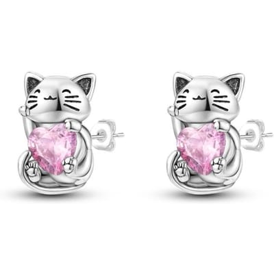Leuke Eenhoorn Oorknopjes 925 Sterling Zilver Voor Kleine Meisje Kristal Kat Muis Olifant Hart Ster Oorbel Cadeau Sieraden white