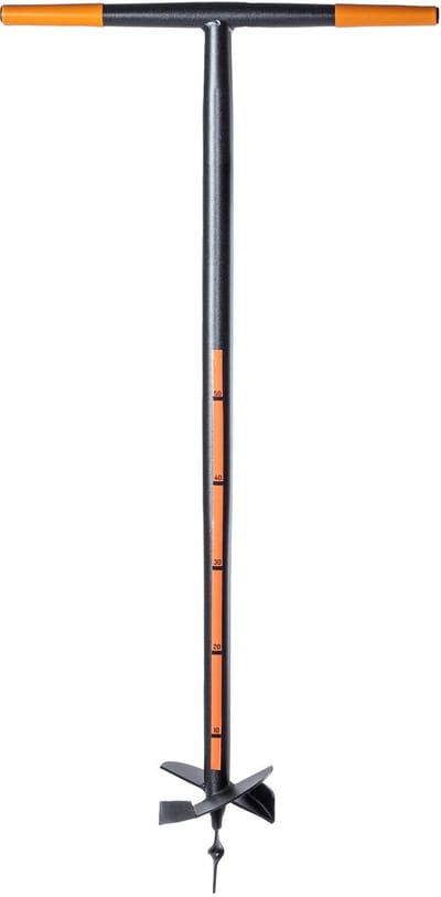 KADAX Handboor, grondboor van metaal, grondboor met dwarsgreep, spiraalboor voor tuin, paalboor, plantenboor, bloembollenboor, paalboor (150 mm)