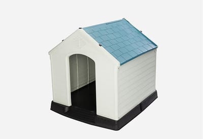 Topmast Hondenhok kunststof voor binnen of buiten - Weersbestendig 87,7 x 78,5 x 81,5 cm - Wit + Blauw - Large