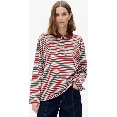 Baum und Pferdgarten Jeanni T-shirt Bordeaux Polo Stripe Maat: XXS | Longsleeves Outlet | Dames | Bordeaux