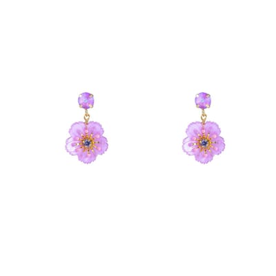 Go Dutch Label Oorhangers long pearly flower Lila