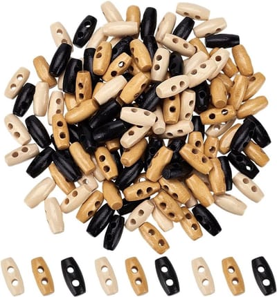 120 Stuks Mini Houten Rocker Knopen 2 Gaten 16mm in 3 Kleuren voor DIY Naaiprojecten en Creatieve Ambachten