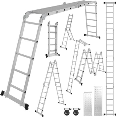Multifunctionele Vouwladder 7-in-1: 582 cm Aluminium Werkladder en Steiger