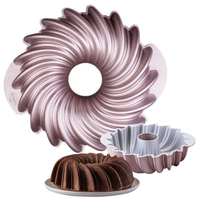 Hoogwaardige ronde bakvorm voor tulband – Ø 24 x 8,5 cm, 2100 ml, anti-aanbaklaag, hittebestendig tot +230 °C, roségoud