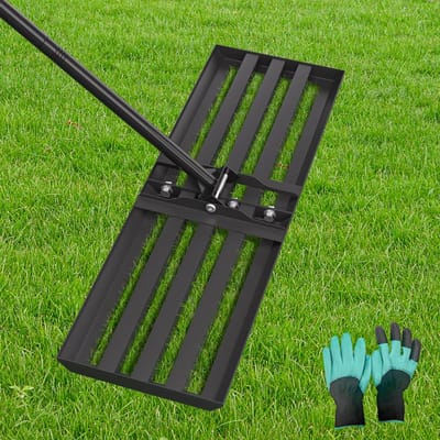 Gazon Nivelleer Rake - Bodem Egaliseer Hark - Gazon Onderhoud - Roestvrij Staal Chassis - 75 bij 25 cm
