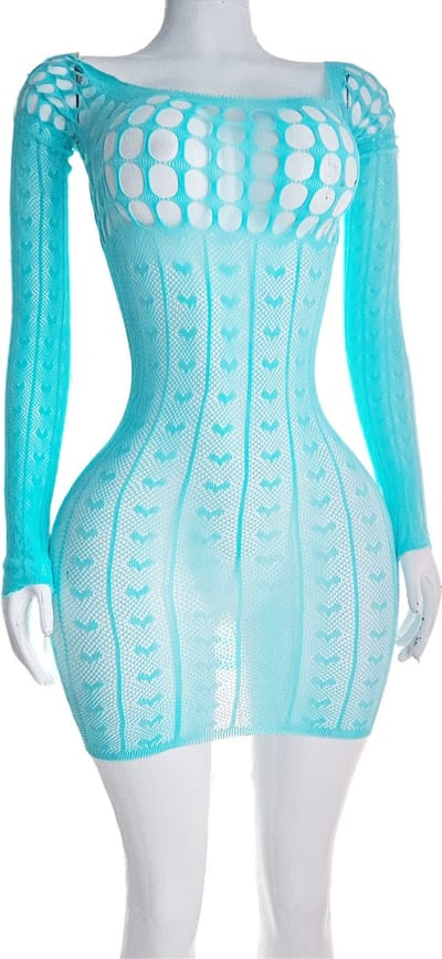 BamBella ® - Panty jurk -Onesize - - Dames - Onesize - Erotische sexy jurkje van kant erotische lingerie doorzichtig blauw