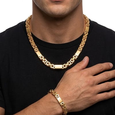 Goudkleurige ketting heren schakel ketting platte schakel halsketting minimalistisch ontwerp 6 mm brede schakels metalen ketting voor dagelijks gebruik
