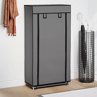 vidaXL - Schoenenkast - met - hoes - 58x28x106 - cm - stof - grijs