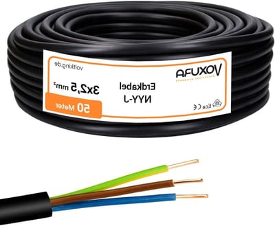 Aardkabel NYY-J - Stroomkabel Installatiekabel - Buiten Installeren Grond - 3 x 25 mm² Koper - 50 m ring - Zwart
