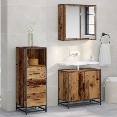 vidaXL - Badkamermeubel - Set - Oud - Hout - 35 - x - 37,5 - x - 100 - cm - Bewerkt - hout
