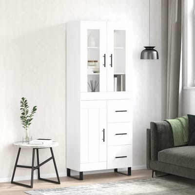 vidaXL - Hoge - kast - 69,5x34x180 - cm - bewerkt - hout - wit