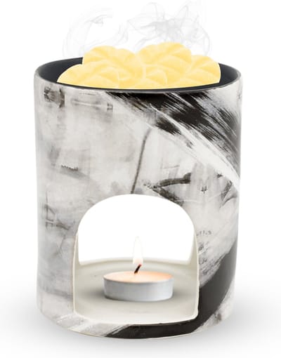 Scentchips® Art Deco - Waxbrander - Geurbrander - Oliebrander - Wax Melts Brander - Aromabrander - Ook Geschikt Voor Essentiële Oliën - Geurolie - Waxmelts - Zwart-Wit