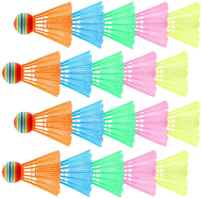 CATELL 20 stuks shuttles voor badminton, kleurrijk, kunststof, badmintonballen, duurzaam, voor buiten, binnen, gezinnen, professionele beginners, 20 stuks