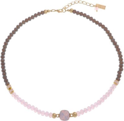 Behave Korte ketting met glaskralen 43 cm lengte + 7,5 cm verlengketting