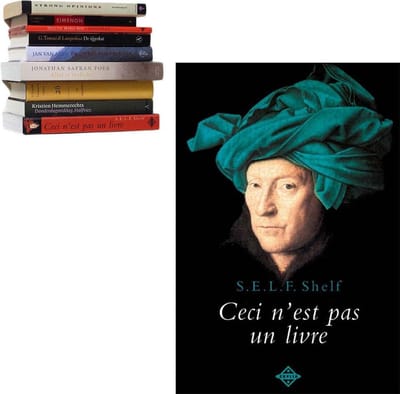 Zwevende Boekenplank - Selfshelf - Ceci n'est pas un livre  - Man met Tulband - Blauw - L 22 x  B 15 x H 3 cm