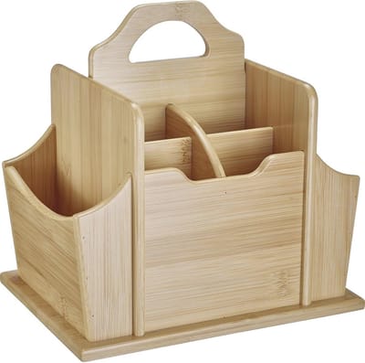 Praktische Tafelorganizer met 7 Vakken in Bamboe - Perfect voor Feestjes en Thuisgebruik