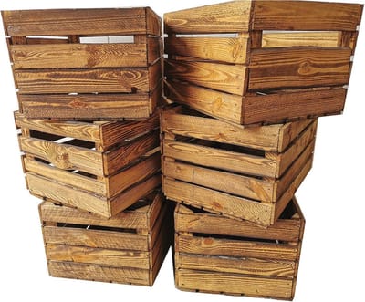 Gevlamde Houten Kisten Set van 6 – Perfect voor Meubelbouw en Opslag