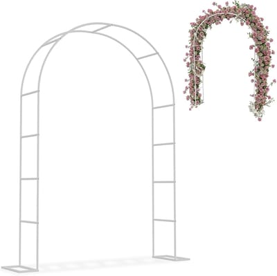 Rozenboog Metaal - Tuinboog Decoratie - Bruiloft Feest Decoratie - Gepoedercoat Weerbestendig - 240 cm Hoog - Wit