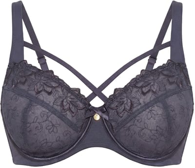 TruYou - Dames - TruYou beugelbeha transparant kant sierbanden - Donkergrijs - Maat 105C