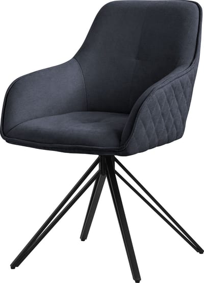 Draaibare eetkamerstoel in antraciet geweven stof met rugleuning en armleuningen ML design