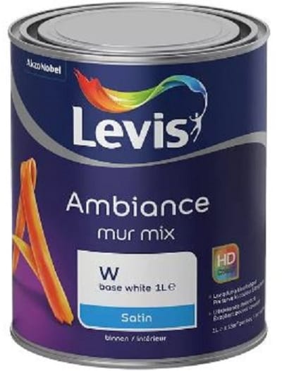 Levis Ambiance Mur Satin - Hoogwaardige satijn muurverf - Muren , plafonds , keuken en badkamer - Waterbasis - 1 L - RAL 9010 Pure White ( gebrokenwit)