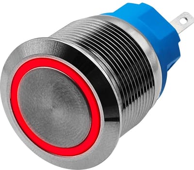 ProRide Metalen Drukschakelaar 12V ON-OFF - 22mm - Aan/uit schakelaar - Spatwaterdicht - 12V/24V - LED Indicatie Rood