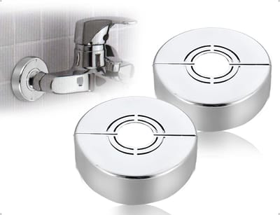 Dailygoods- Verwarmingsbuis-rozetten Zilveren Design - 2 Stuks - Afneembare Douchekraan Afdekrozet - Duurzaam - Waterdicht - Verdeel/Decoratief Ontwerp - Afdekrozetten