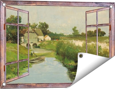 Gards Tuinposter Doorkijk Zomerdag - Johan Hendrik Weissenbruch - 60x40 cm - Tuindoek - Tuindecoratie - Wanddecoratie buiten - Tuinschilderij