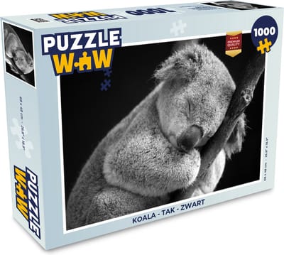Puzzel Koala - Tak - Zwart - Kids- Jongens - Meisjes - Legpuzzel - Puzzel 1000 stukjes volwassenen