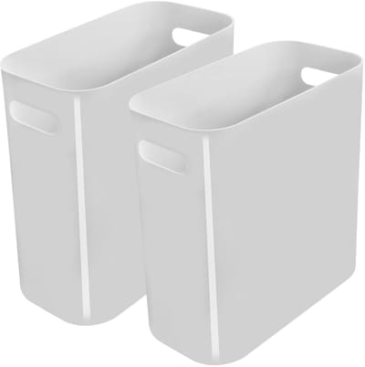 Prullenbak Set - Afvalbak Vuilnisbak - Ruimte Besparen - Slank Rechthoekig Ontwerp - 10 Liter Inhoud - Grijs