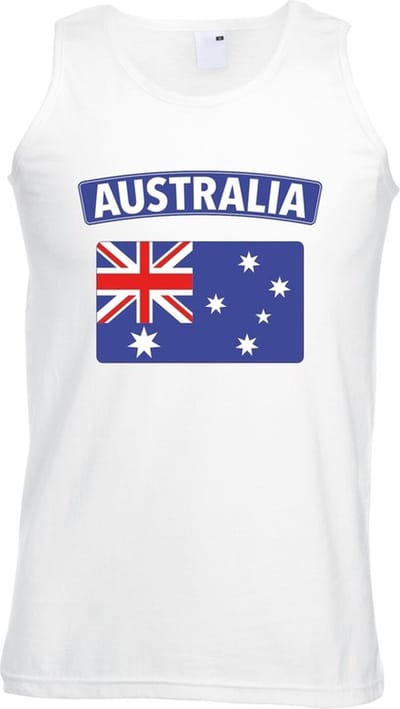 Australie singlet shirt/ tanktop met Australische vlag wit heren S
