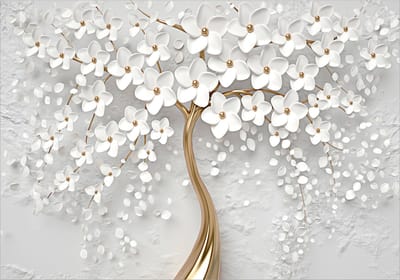 Fotobehangkoning - Behang - Vliesbehang - Fotobehang Magische Boom met Bloemen - Magic Magnolia - 150 x 105 cm