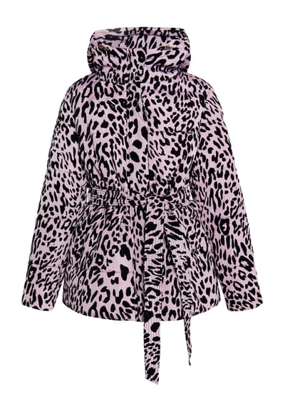 Faina Gewatteerd jasje met luipaardprint Dames Mauve Leeuw