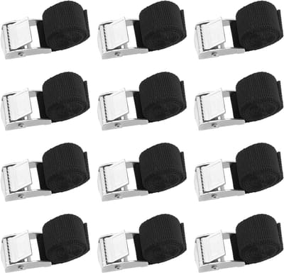 Pack of 12 40 cm Zwarte Lashing Straps - Korte Bevestigingsriemen voor Fietsen, Bagage, Motorfietsen en Auto Transport