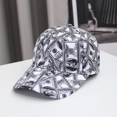 Baseballpet met Dollar Print Patroon Marktstijl Skateboardpet Populaire Hip-Hop Pet Casual Outdoor Pet Universele Stijl Adjustable gray