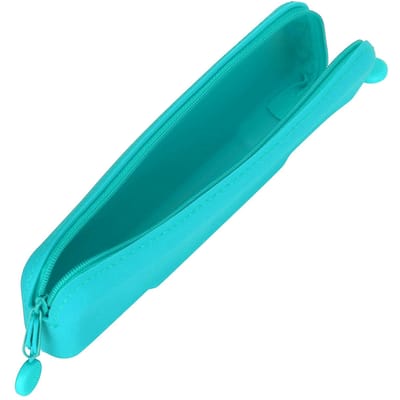 Mini sac de rangement en Silicone pour stylos, pochette à fermeture éclair pour crayons de voyage pour fournitures de maquillage cosmétique Light Blue blue