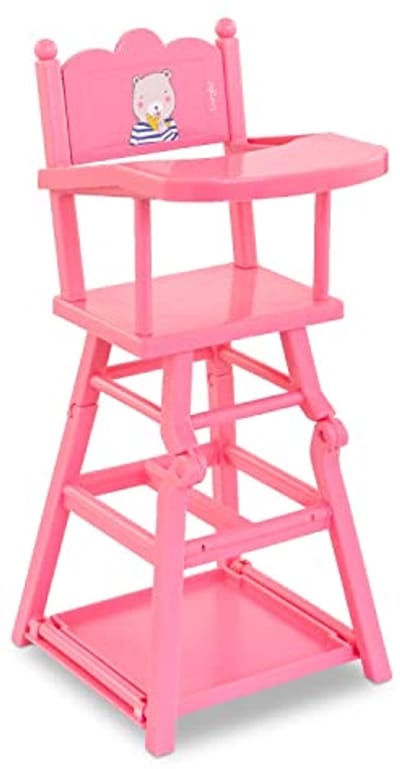 Kinderstoel voor Poppen 36-42 cm met Accessoires - Roze - Voor Kinderen Vanaf 3 Jaar