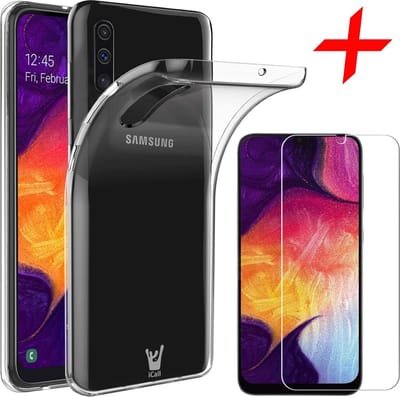 Hoesje geschikt voor Samsung Galaxy A50 Hoesje - Transparant + Screen Protector