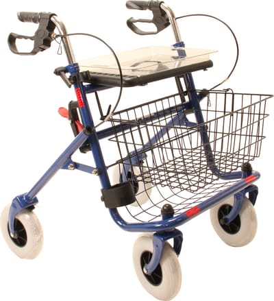 Premis Lichtgewicht Rollator Basic - Opvouwbaar - Belastbaar tot 120 kg - Incl. Mand, Dienblad en Stokhouder - Blauw