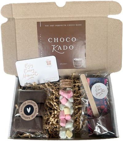 Choco mini brievenbus cadeau - chocolade - marshmallows - chocostick - zomaar