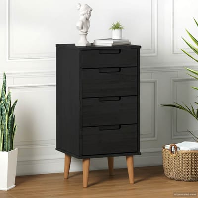 vidaXL - Ladekast - MOLDE - Zwart - 40 - x - 35 - x - 82 - cm - Massief - grenenhout