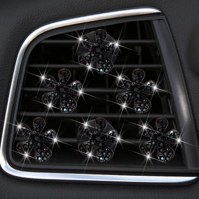 Set van 6 Zwarte Bloem Ventilatierooster Clips Auto Luchtverfrissers